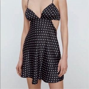 Zara Cutout Pink Polka Dot Mini Dress NWT